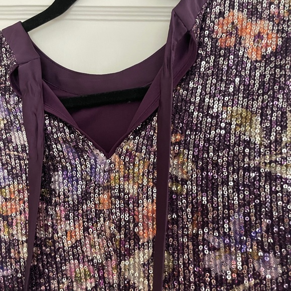 NWT Kensie Purple Floral Sequin Dress Size 8 - Picture 5 of 7